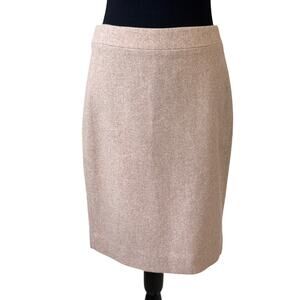 New JCREW Women's Tan Double Serge Wool The Pencil Skirt Size 4